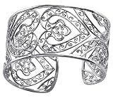 51Y jiXNuTL. SL160  Fancy Deluxe Romantic Hearts Sterling Silver Wide Filigree Cuff Bracelet Very Detailed With Scrolls And Curly Cues