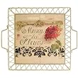 Metal and Ceramic Tile Maisons des Fleurs French Country Style Tray