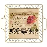Metal and Ceramic Tile Maisons des Fleurs Tray ~ 3 different sizes