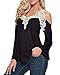 ZANZEA Ladies Off Shoulder Lace Crochet Hollow Long Sleeve Loose Blouse Tops Black 14