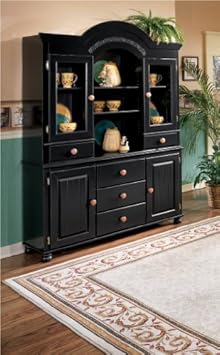 Cottage Style Dining Room Buffet/Hutch in Black Finish,Famous Brand Furniture,ASL-D212-60-61