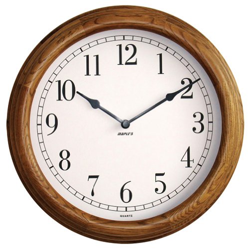 Round Wall Clock with Solid Oak Traditional Frame