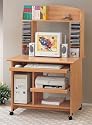 Natural Finish COMPUTER DESK / WORKSTATION With Hutch and CD storage