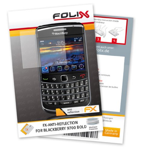FoliX FX-Antireflex Displayschutzfolie für Blackberry 9700 Bold / 9700Bold - Displayschutz antireflektierend