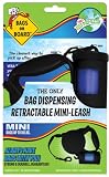 Bags on Board Retractable Dog Leash with Built-in Bag Dispenser, Mini, Black, 45 Bags