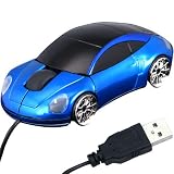 Daffodil WMS207B Mini Souris Optique à Molette Plug and Play USB en Forme de Voiture avec Phares LED Avant et Arrière - Souris d'Ordinateur avec 3 Boutons, Molette et DPI 800 - Pour Laptop / Notebook / Desktop - Compatible avec Microsoft Windows (7 / XP / Vista) et Apple Mac (OS X +) - Porsche Bleue