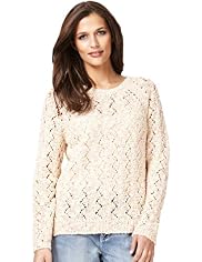 Indigo Collection Cotton Rich Zig Zag Slub Jumper