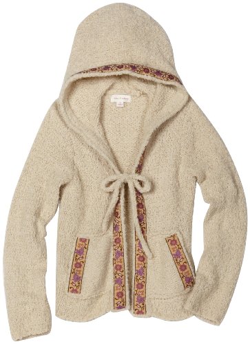Mimi & Maggie Girls 2-6x Snow Country Hooded Sweater, Natural, Small(7-8)