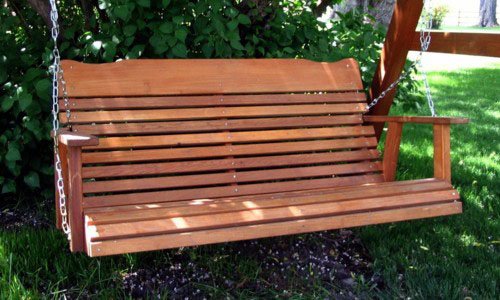 4' Cedar Porch Swing W/stained Finish, Amish Crafted