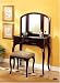Queen Anne Victorian Style CHERRY Finish VANITY SET WITH TRI-MIRROR AND MATCHING STOOL
