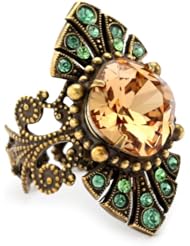 Sorrelli "Water Lily" Crystal Estate Adjustable Gold-Tone Ring