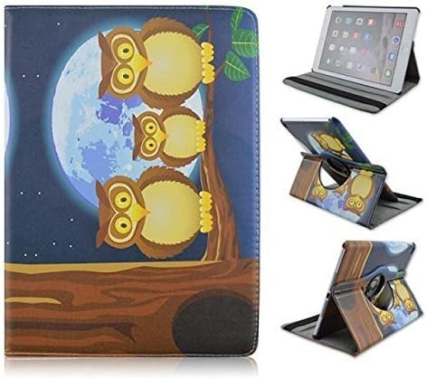 Cute Case for iPad Air 2/iPad 6, Noarks-GeBox(TM) Fashion Owl Pattern PU Leather Rotating Stand Flip Protection Cover for iPad Air 2 (B-Brown Owl's Family/Night)