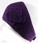 100% Handmade Thin Knit Flower Headband best for Ponytail Styling, Purple