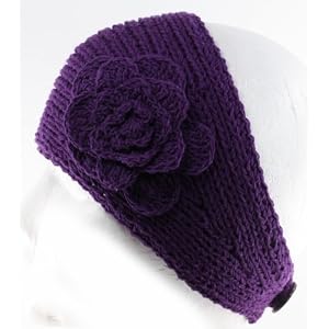 Buy 100% Handmade Thin Knit Flower Headband best for Ponytail Styling, Purple by NYGIftStop Headband