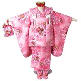 うさぎの被布　着物　６点セット　ピンク　手鼓