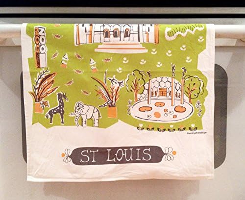 St. Louis Themed Printed Lime Green/orange Tea Towel By Tammy Smith Design (Kitchen Dish Towel 13" X 17")