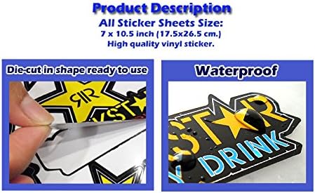 3 Rockstar Energy Drink Metal Mulisha Yamaha Kawasaki Motocross Race Racing F1 Logo Sponsor Sticker Decal Skateboard Car Bike Bicycle Kid Wall Helmet Decoration RSY303