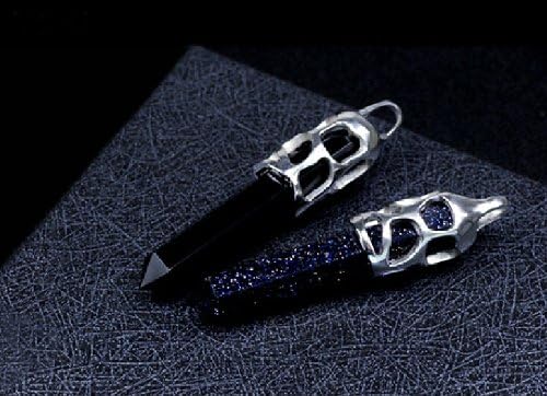 Men Titanium Steel Necklace Black Onyx Jewelry Crystal Pendants Fashionable Cool