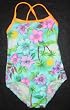 Girls 1 PC Swimsuit XX Back Turq Floral