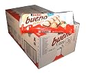 Kinder Bueno White Chocolate Bars Milk and Hazelnut Thirty 2-Piece Packs