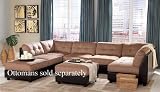 Sectional Sofa with Button Tufted Design Brown Microfiber