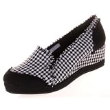 Volatile Dorie Houndstooth Platform Wedge Shoes Sneakers Black at Volatile
