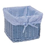 Set of 2 Blue Baskets with Blue Gingham Liners