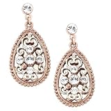 Pink Champagne Elegant Filigree Teardrop Earrings