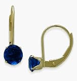 September 10 Karat Yellow Gold 5mm Sapphire Leverback Gem Earrings