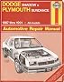 Dodge Shadow & Plymouth Sundance 1987 thru 1991 All models (Haynes Automotive Repair Manual #1726)