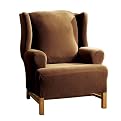 Casual Home Stretch Ribbed Wing Chair Slipcover - Oar Brown