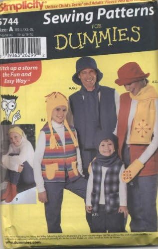 Simplicity Unisex Childs Teens and Adults Gloves Vests Hats Scarves Booties Sewing Pattern 6744