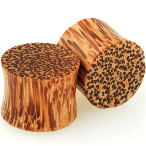 Pair of Coconut Wood Double Flared Plugs: 2g
