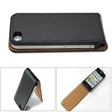 High Quality Flip Leather Case Cover for Apple Iphone 4 4g 4s At&t and Verizon Black