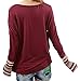 VonFon Womens Plus Size Splicing Long Sleeve Sleeved Loose T-shirt