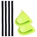 DanziX Oven Rack Shields, 4 Pack Silicone Oven Shelf Rack Guard Protector (Black) + 2 Mini Mitts (Green), 100% Certified BPA Free, FDA Approved, Heat Resistant, Protect Against Burns and Scars