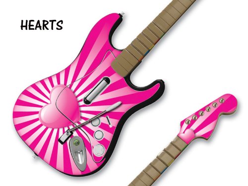 Rock Band Stratocaster Guitar Skin Pink Hearts Xbox 360PS3