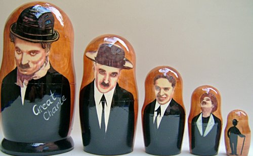 Childrens Toyshop  Toys : Russian Nesting Doll Charlie Chaplin Collection 5 Pcs / 7in set #DSCI 67
