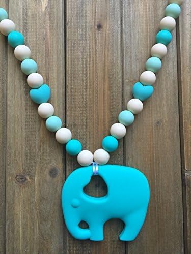 Elephant Teething Necklace for Mom - Silicone Teething Necklace - Chew Beads - Nursing Necklace - New Mom Gift - Baby Shower Gift - BPA Free