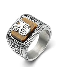 Jewelry: BOHO Jewelry Stainless Steel Vintage Mens Ring Tiger-Eye Gemstone Inlaid Black Silver (9) - Qianyao Co.,Ltd