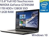 2016 Newest Toshiba S55T 15.6" Full HD Touchscreen Flagship Gaming Laptop, Intel Core i7-5500U Processor, 12GB RAM, 1TB HDD+128GB SSD, NVIDIA GeForce GTX 950M, DVD+/-RW, Webcam, Windows 10