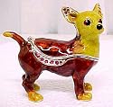 Bejeweled Chihuahua Dog Hinged Trinket Box Jewelry