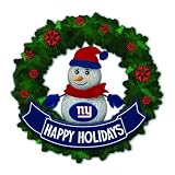 15" New York Giants Lighted Snowman Artificial Christmas Wreath
