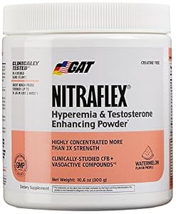 GAT Clinically Tested Nitraflex, Testosterone Enhancing Pre Workout, Watermelon, 300 Gram