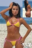 Bubble Gum Tonga Tie Thong Bikini (Pink/Yellow) Bikini