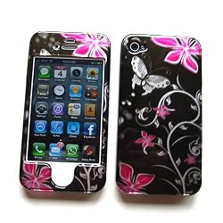 Apple iPhone 4 & 4S Snap-on Protector Hard Case Image Cover "Butterfly Bliss" Design