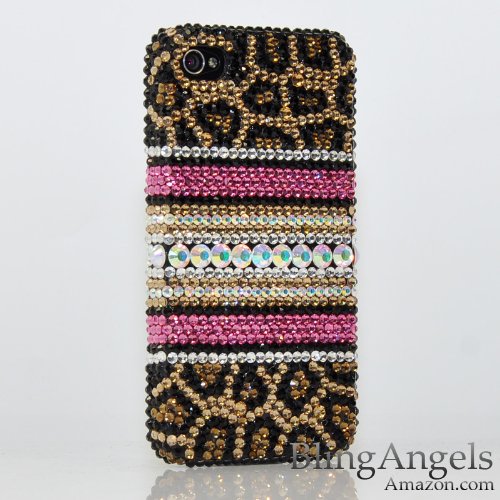 Swarovski Luxury Leopard Crystal Bling Case Cover for iphone 4 / 4s 100% Handcrafted by BlingAngels