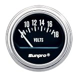 Sunpro CP7955 Electrical Voltmeter Gauge - Black Dial