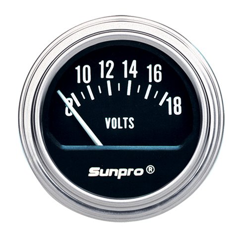 Sunpro CP7955 Electrical Voltmeter Gauge - Black Dial