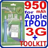 Internal Li-Polymer Battery for Apple IPOD 3 3rd generation (3G, 3Gen) Battery + Special Toolkit and Installation MANUAL